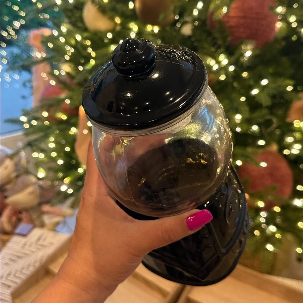 Target Christmas holiday black candy jar glass